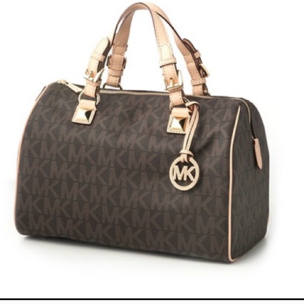 Michael Kors Dark Brown Satchel with Tan Accents EUC - Picture 1 of 2